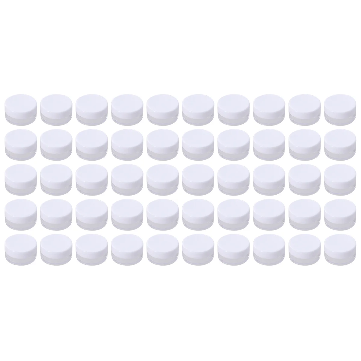 

50Pcs 5g Pot Jars Round Clear Leak Proof Container Jars with White Lids for Travel Storage Make, Eye Shadow, Nails, ( White )
