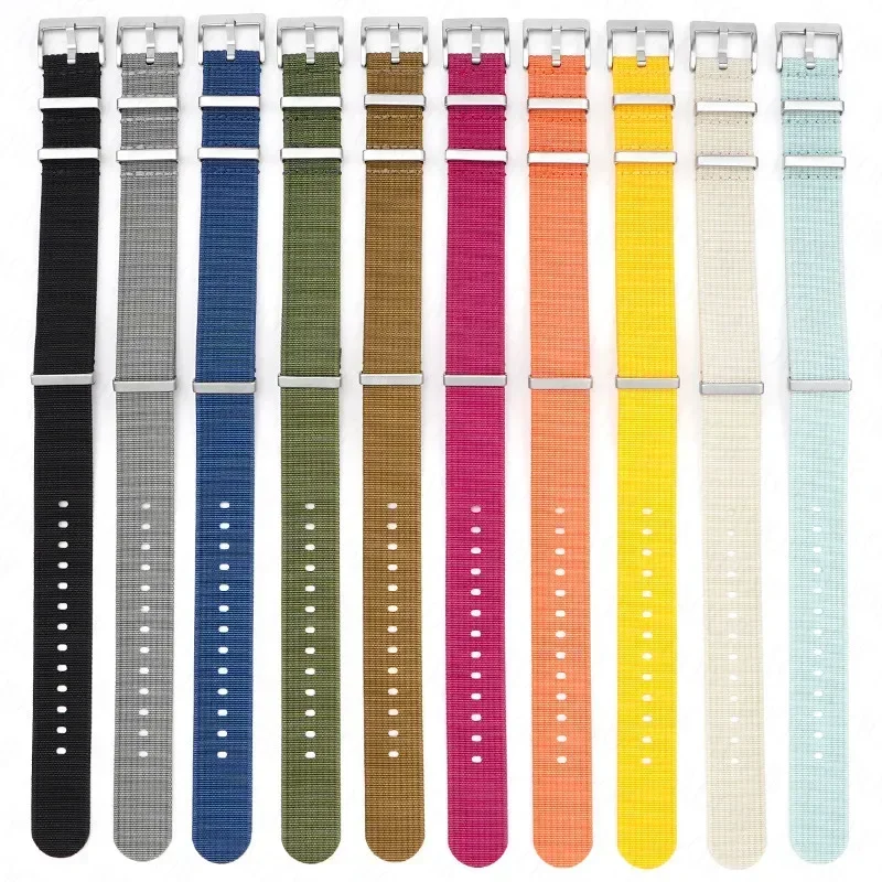 Ribbed Nylon Military-Style Watch Strap - Breathable Fabric Replacement Band