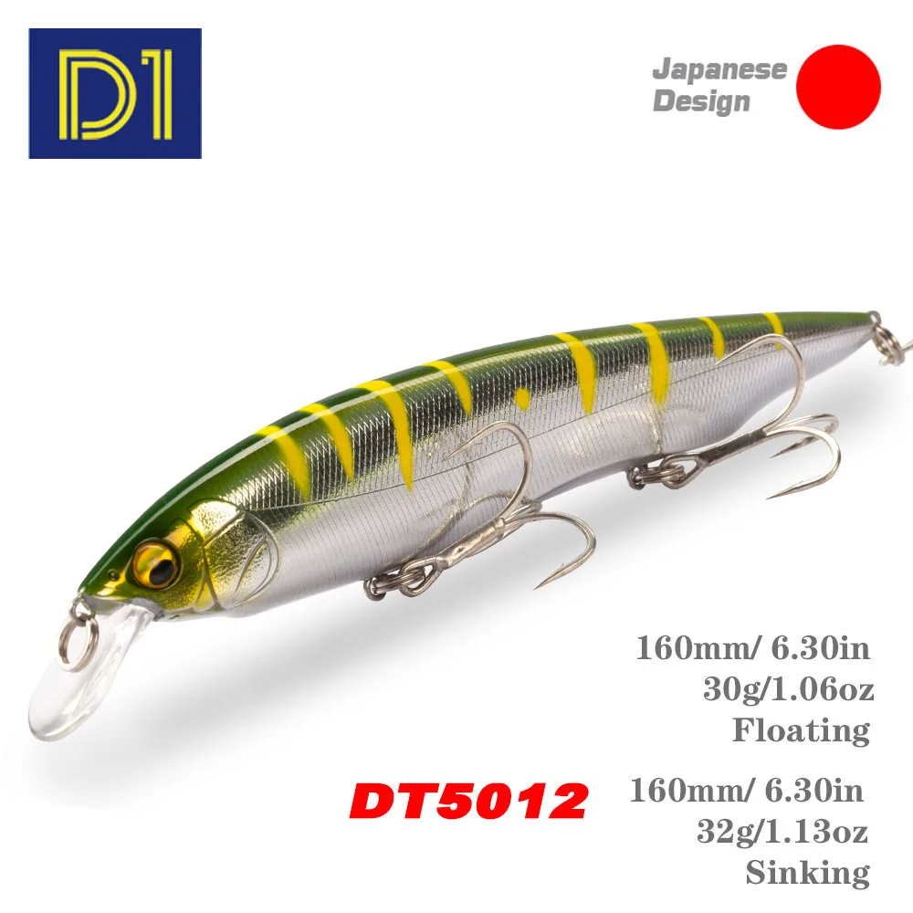 

D1Tungsten Beads Minnow Fishing Lures Wobblers 160mm/28g Sinking Artificial Hard Bait For Seabass Pike Perch 2020 Fishing Tackle