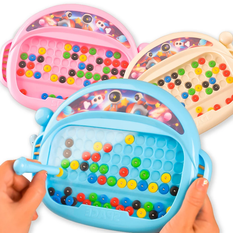 Kids Magnetic Beads Doodle Board Drawing Toys Puzzle Pen Control