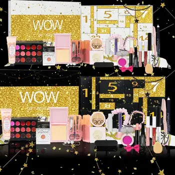 24 Days of Christmas Countdown Calendar box 24pcs girl makeup set All In One Makeup Kit Eyeshadow Lipstick Lip Gloss Foundation
