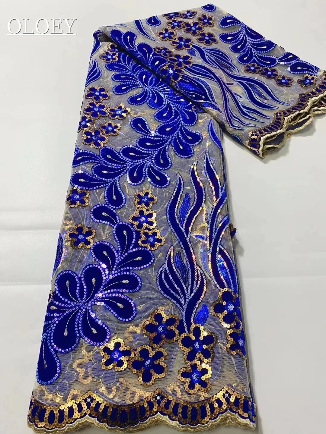 

High Quality Fashion French Embroidery Tulle Lace Fabric With Sequins African Nigerian Lace Fabric For Wedding Dress