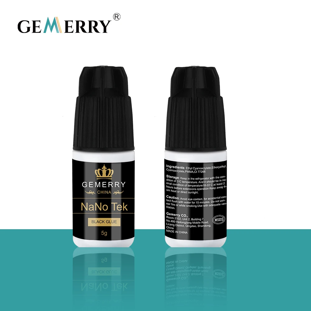 Gemerry Eyelash Extension Glue NaNo Tek 0.5s Fast Drying Adhesive Waterproof Lasting Grafting Lash Glue No Irritant Makeup Tools 3