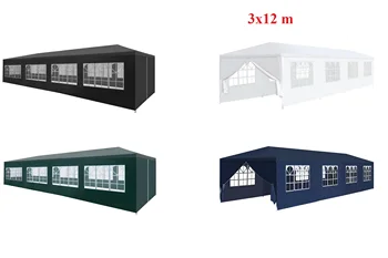 Tenda da esterno impermeabile 3x12 m per Gazebo da campeggio per feste in giardino con 8 pannelli laterali rimovibili baldacchino con struttura in metallo montaggio facile 1