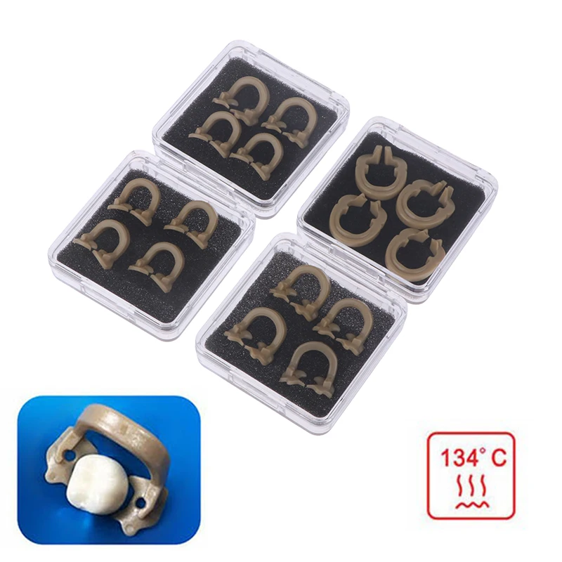 

4pcs/set Dental Resin Clamp Dental Dam Clips Resin Barrier Clamps Rubber Sectional Matrix Band Molar Clips For Dental Lab