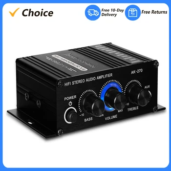 AK270 Mini Audio Amplificatore di potenza stereo a 2 canali Amplificatore audio portatile Amplificatore per altoparlante con ingresso AUX per auto e casa 1