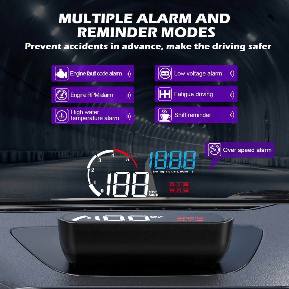 WIIYII M10 OBD2 ڵ HUD º ǻ Km/H MPH   ÷ ӵ   , ڵ 