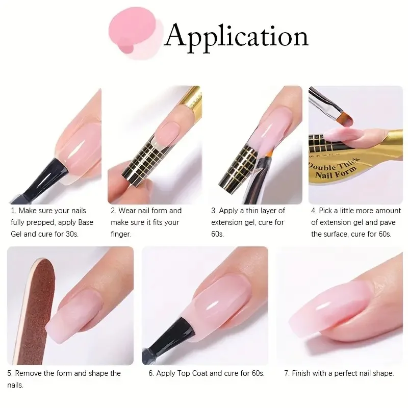 Large Volume Manicure Nail Extension 3-in-1 Builder Gel with Nude Shape Reinforcement for Long-Lasting UV/LED Cured Manicures