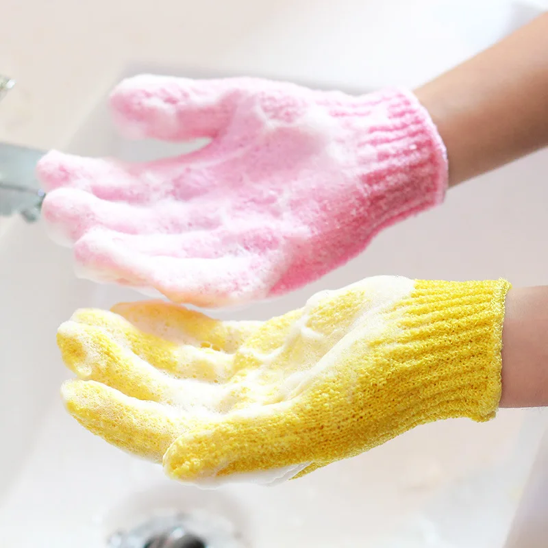 Ръкавици за баня с пет пръста Домакинска кърпа за душ Скраб за измиване на тяло Детски консумативи за дома Еластично изтриване на гърба Почистващи ръкавици за къпане