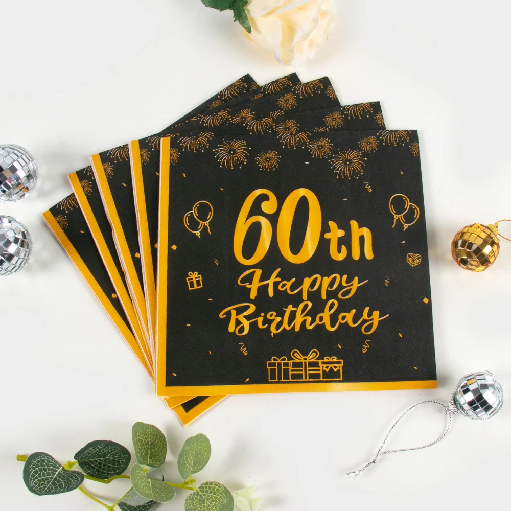 40 Tovaglioli Oro e Neri Tovaglioli per 50° Compleanno Tovaglioli Monouso Salviette da Tavola Decorazioni per 50° Compleanno Tovaglioli per Cocktail Ragazzi Donne Uomini Feste Pranzi Cene