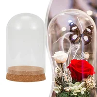 Transparent Dome Wooden Base Tabletop Display Glass Cover Preserved Flower Ornament Craft Dustproof Bell Jar Glass Container 1
