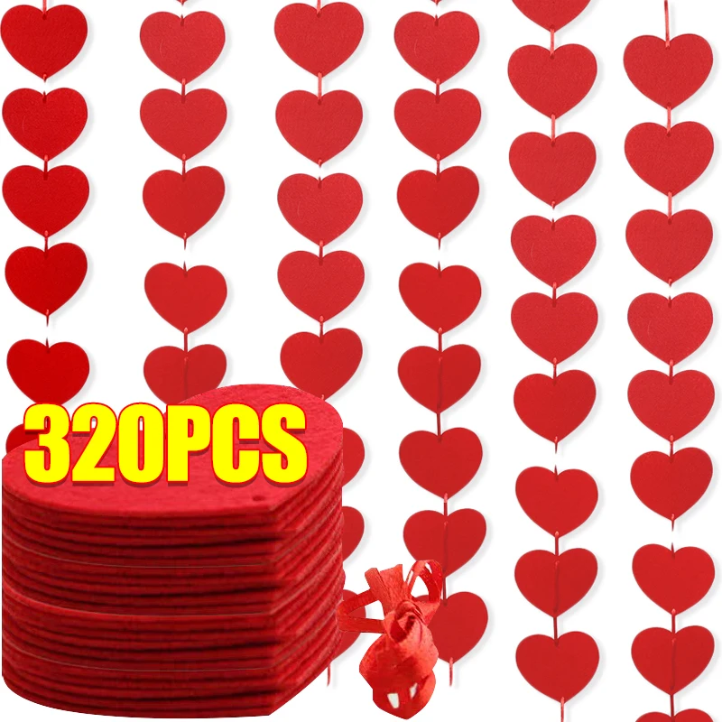 Set 72 Cuori Appendere Ghirlanda Decorativa A Cuore In Feltro - Set 72 Pezzi Rosso Per San Valentino, Matrimoni E Feste Decorazioni Vetrina San Valentino