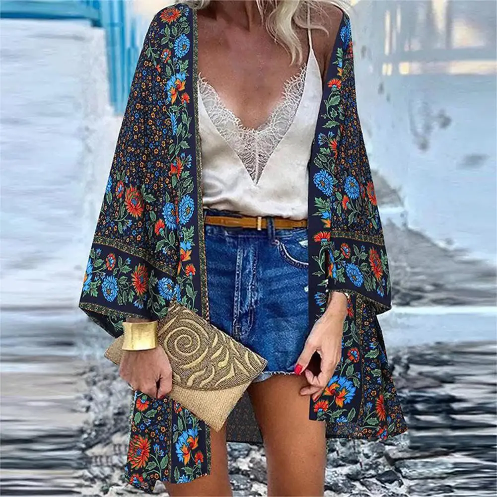 Swimsuit Cover Up Women Long Cardigan Beach Cover Up Loose Bikini Open Front Coat
