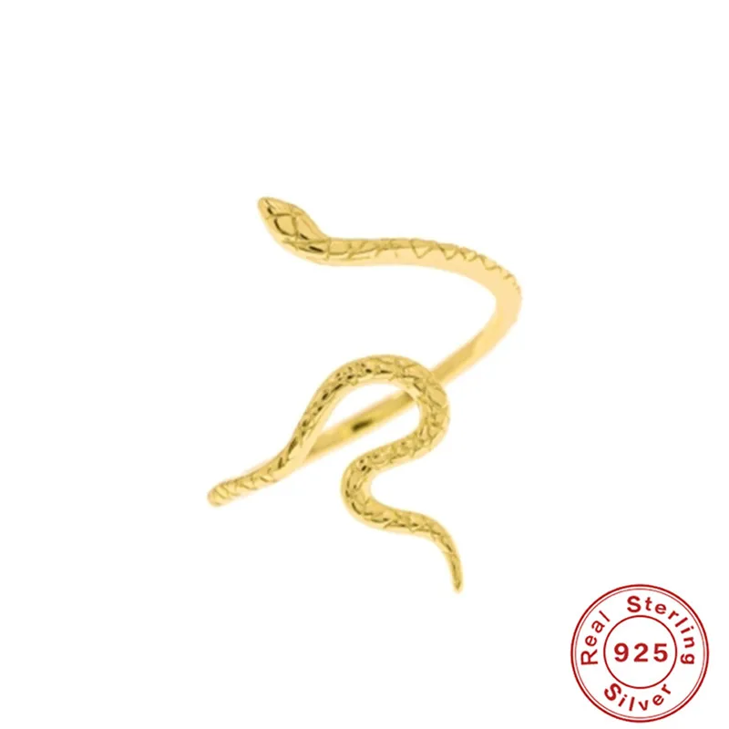 925 Sterling Silver Tentacles Snake Ring Open Personality Simple Jewelry Fine Line Engraving Snake Pattern Versatile