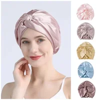 100 Mulberry Silk Turban Bonnets For Women Twisted Sleeping Night Cap 19 Momme Pure Silk Hair Wrap Cap For Curly Ladies Headwrap 5