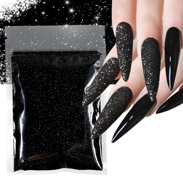 10g Shiny Candy Sweater Effect Nail Glitter Black White Holographic Sugar Nail Powder Chrome Pigment for Manicure Decoration