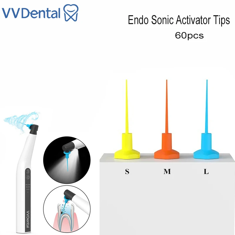 VVDental 60Pcs Dental Sonic Irrigator Tips Endo File Sonic Activator Tips for Root Canal Dental Instrument Endo Cleaning