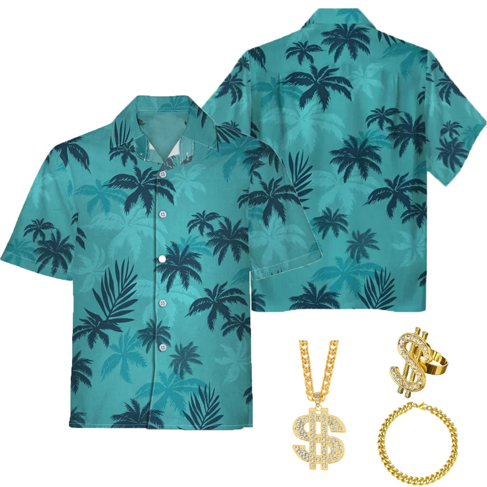Game Tommy Vercetti Cosplay Costume Grand Shirt for Men Protagonist Player Coast Style Hawaii Beach Halloween Carnival Party cosplay costume