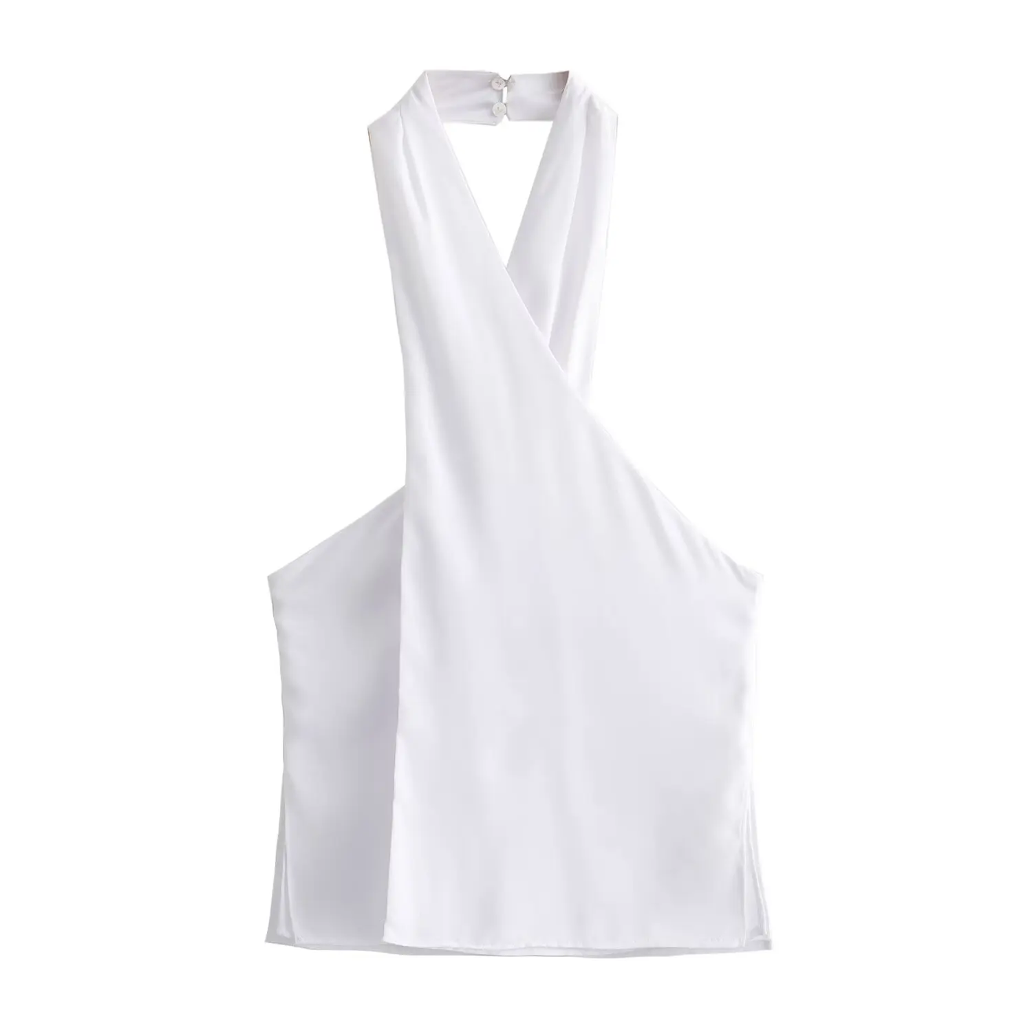 

Women 2024 New Chic Fashion Cross neck collar Mini Female upper garment