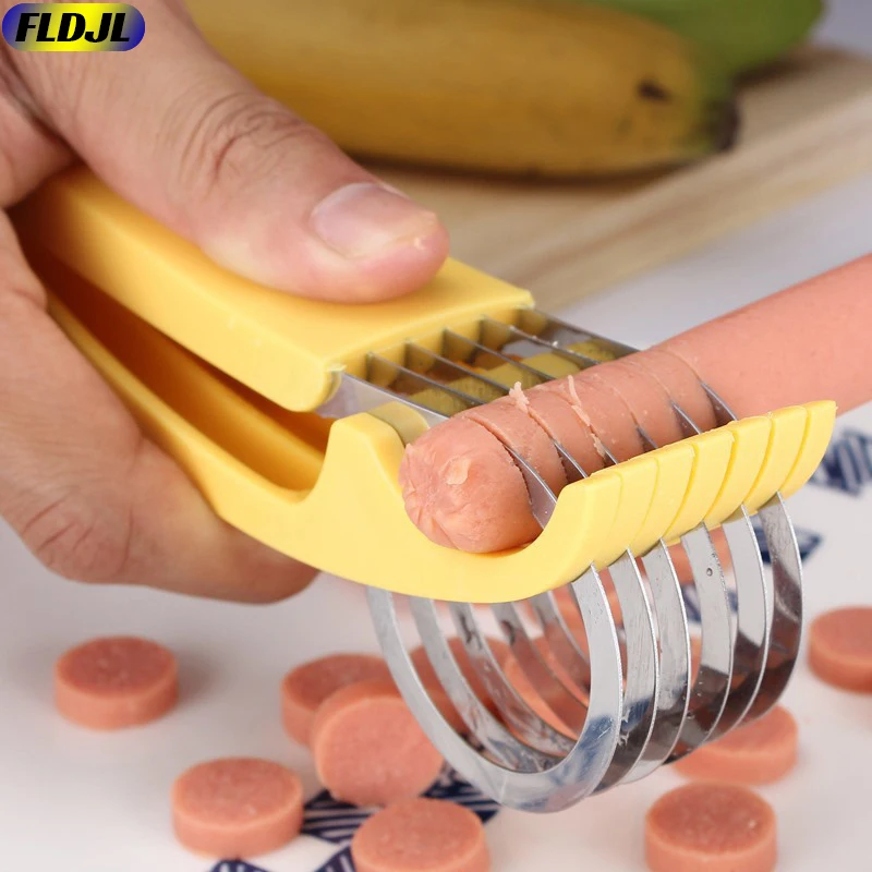 Banana Slicer Fruit Vegetable Sausage Stainless Steel Cutter Salad Sundaes Tools Cooking Kitchen Accessories |