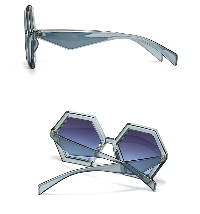56880 neue Polygon Farbverlauf Sonnenbrille Frauen Mode große Retro Sonnenschutz Spiegel im Freien Schutzschirme uv400 – Detail 16
