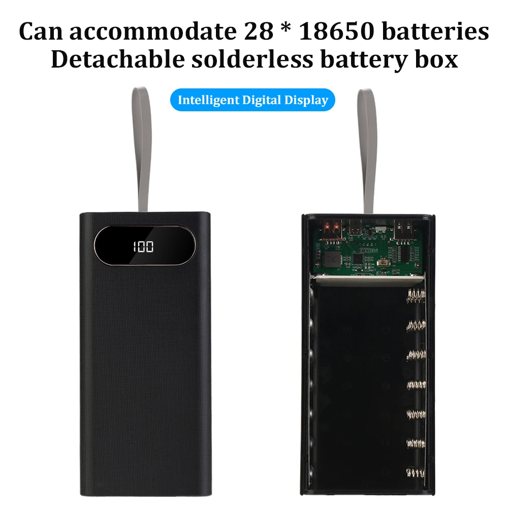 Power Bank Battery Holder 28x18650 DIY Shells Welding Free Case Plastic Faster Charge Strong Light
