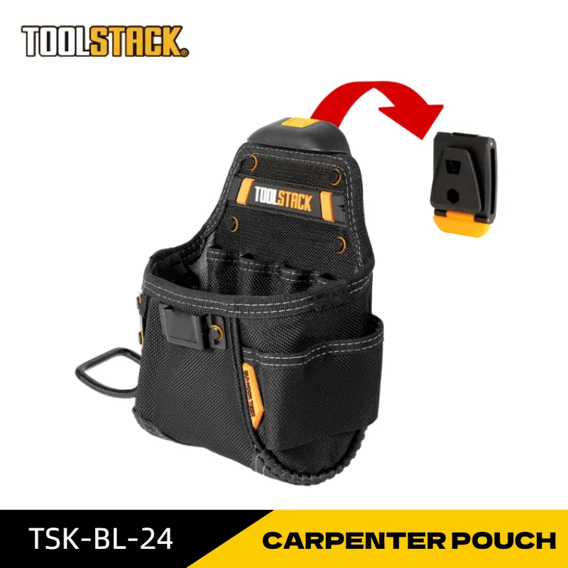 Compact Durable Oxford Tool Bag with Quick-Hook Storage Pouch for Carpenters