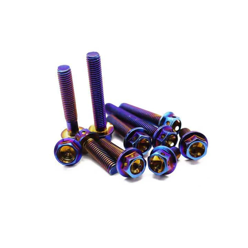 

High Quality Burnt Titanium Stainless Steel M8*10/15/20/25/30/35/40/45 Hex Flange Bolts for Motorcycles
