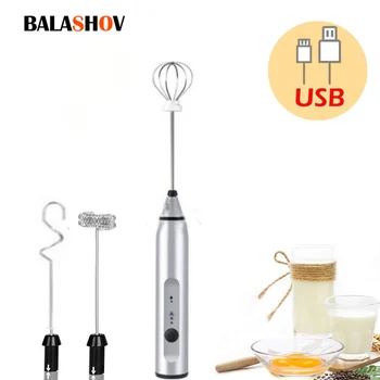 USB Electrical Milk Frothers Electric Handheld Blender with Mini Coffee Maker Whisk Mixer for Coffee Cappuccino Cream Foamer 1