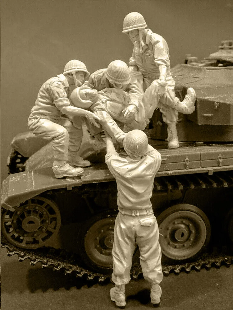 Unmontierte 1/35 Conflicts Tank Casualty (5 Figuren) (OHNE PANZER) Resin-Figuren-Miniaturmodellbausätze, unbemalt