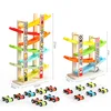 4/7 Track Wooden Ramp Racing Toddler Toy Car Set Montessori Educational Toy Game Mini Inertia Slide Roller Coaster Racing 5