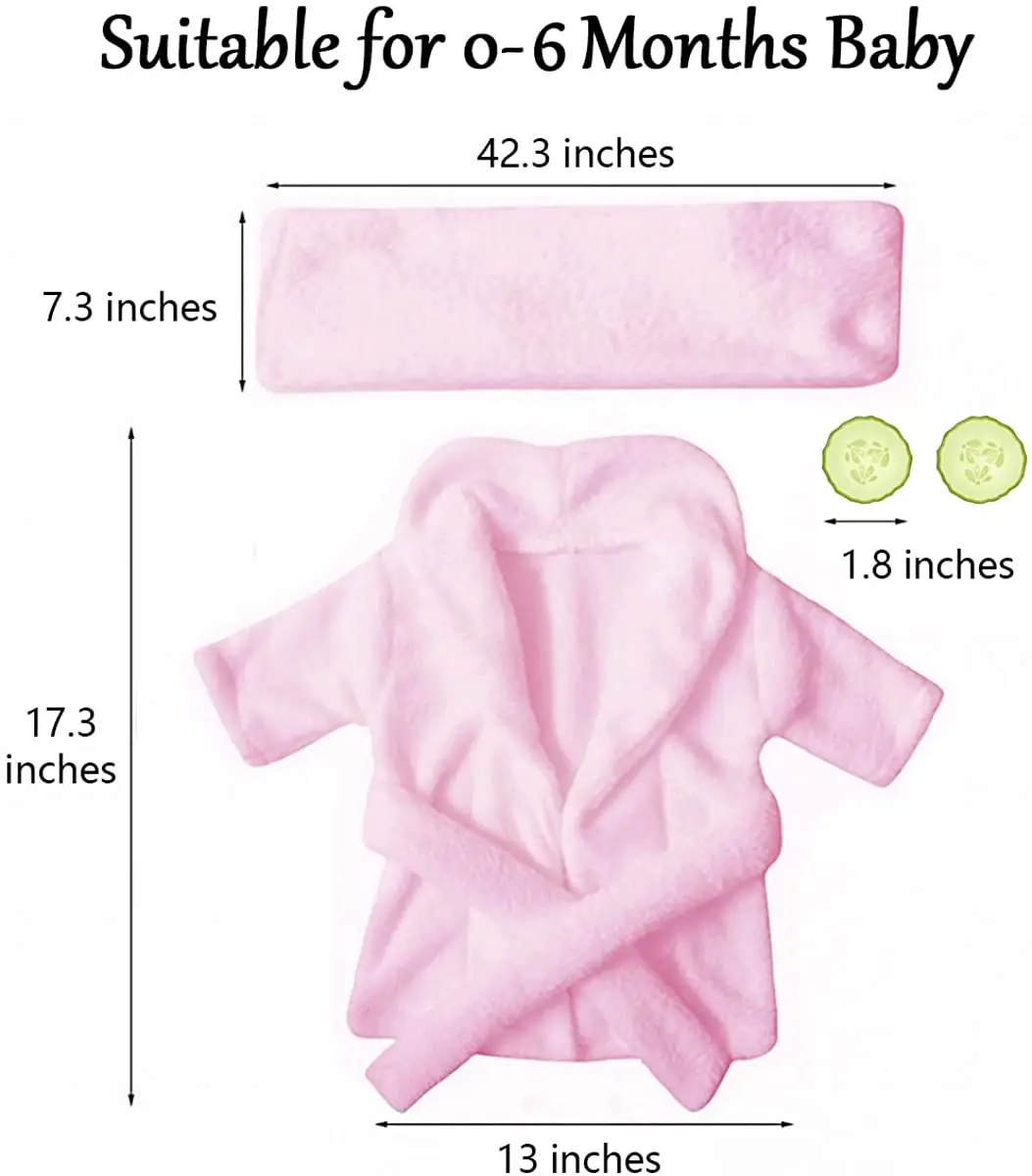Newborn Photography Prop Bathrobe Towel Sets Baby Robe for Spa Makeup Photo Shoot Costume Outfit Props for Infant Boys Girls