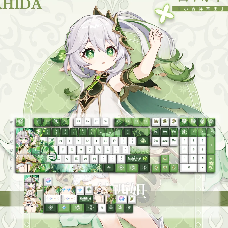 Genshin Impact Nahida Keycaps Anime Keycap Perfil Cereja Pbt Sublimação Dye Teclado Mecânico Jogos mx Switch