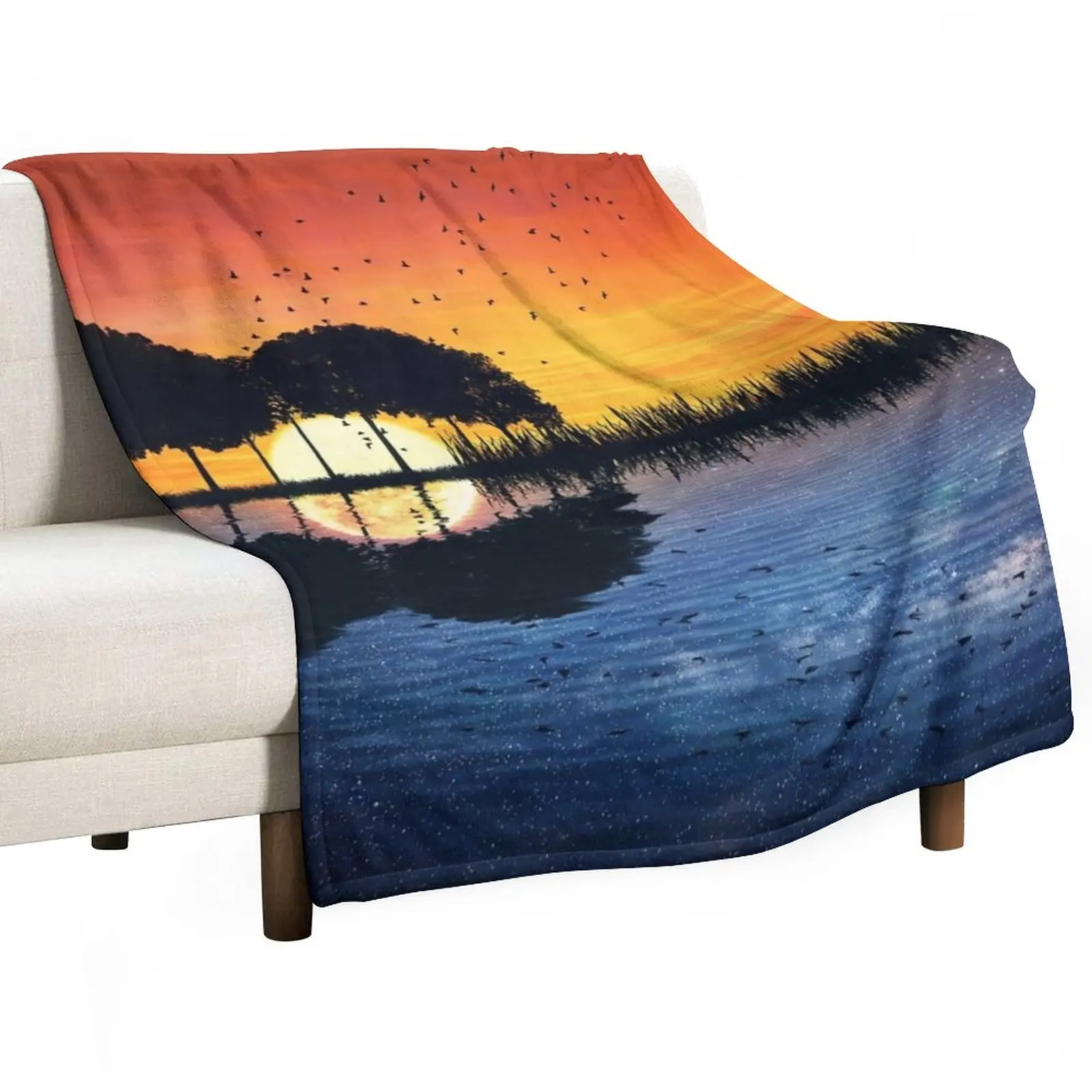 

New Guitar island day and night Throw Blanket Blanket For Baby Soft Plaid Vintage Blanket