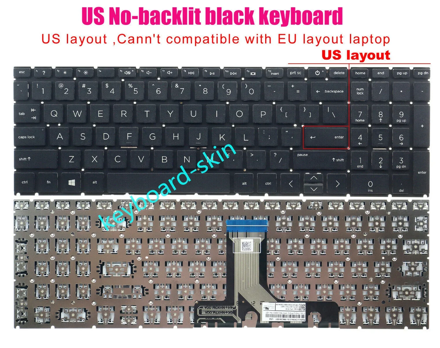 

New US black without-backlit keyboard For HP 17-CN*** 17-CP*** laptop