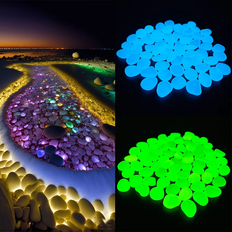 

25/50pcs Glow in the Dark Garden Pebbles Outdoor Yard Luminous Stones Glow Rocks Walkways Patio Fish Tank Aquarium Decorations