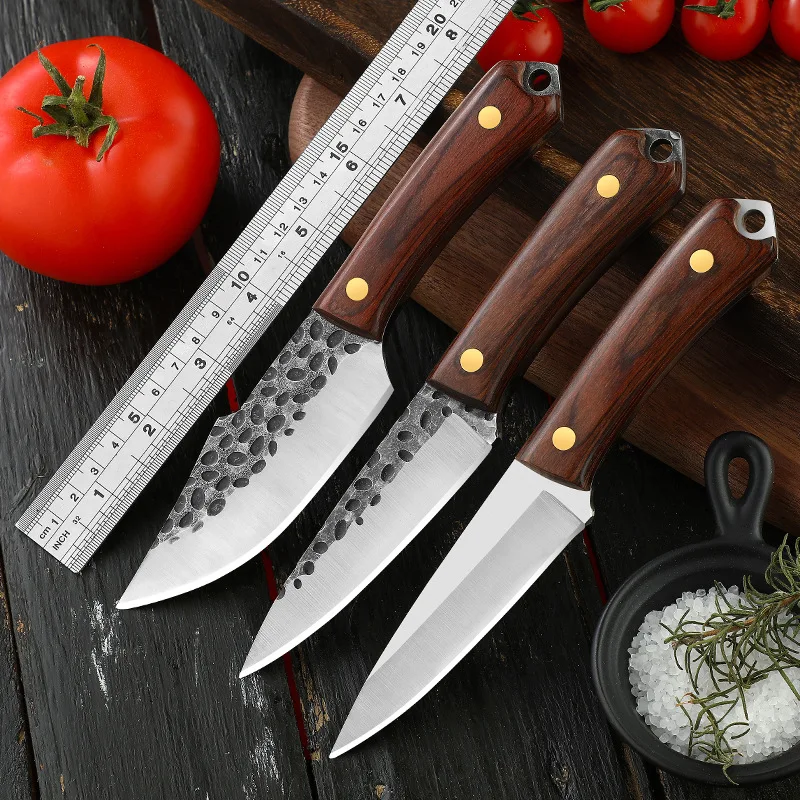 

Kitchen knife, hand forged knife, fish killing knife, outdoor wooden handle thickened knife,Picnic portable knife