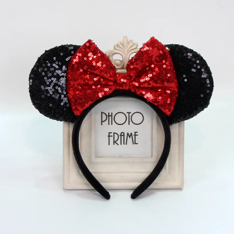 Disney Bow Round Ears Hair Hoop Cartoon Amusement Park Headpiece Hair Clip Hoop Wave Light up Film