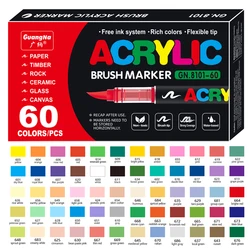Vibrant 72-Color Acrylic Brush Pens for Creative Art Projects (60 colors)