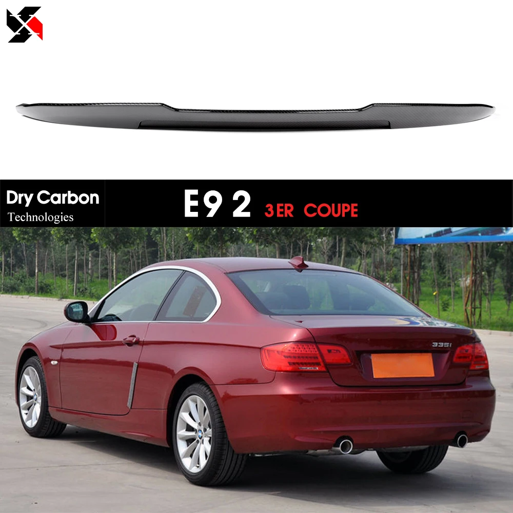 Dry Carbon Tech 3*3 High-Kick Real Carbon Fiber Car Rear Spoiler Coperchio Deck Tail Wings Per Bmw Serie 3 Coupé E92 E M3 2006-2012
