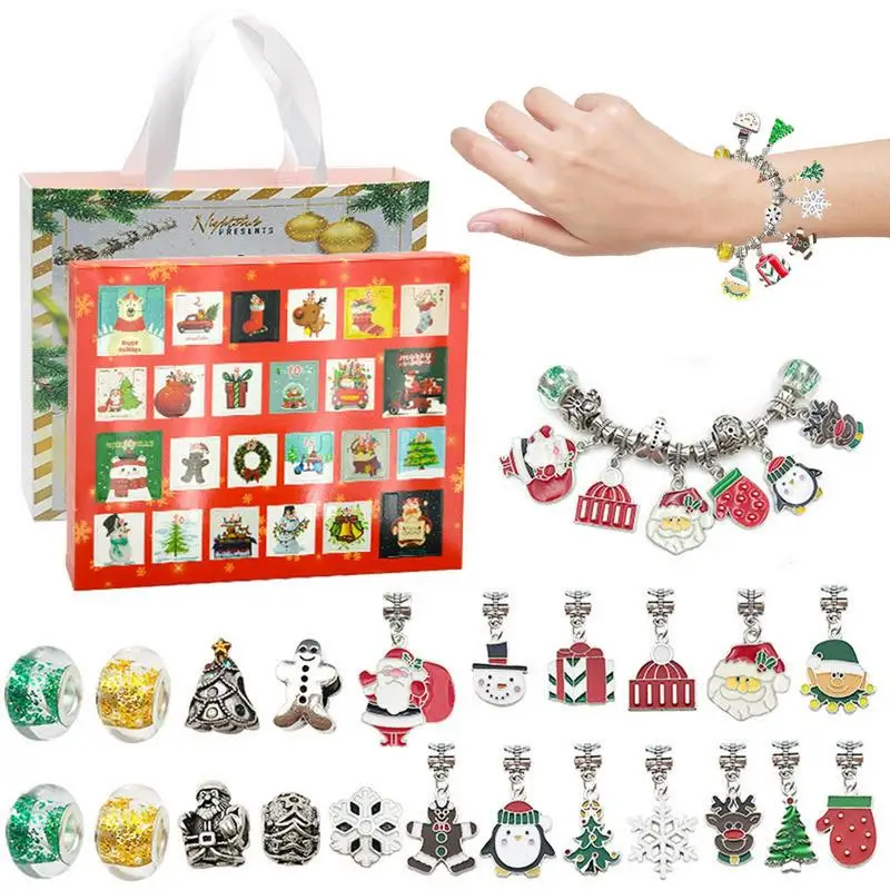 Advent Calendar Christmas Beaded Bracelets Kit Christmas Charm Making Kit  Bracelet Beaded 24-Day Countdown Girls Gift Toddler - AliExpress