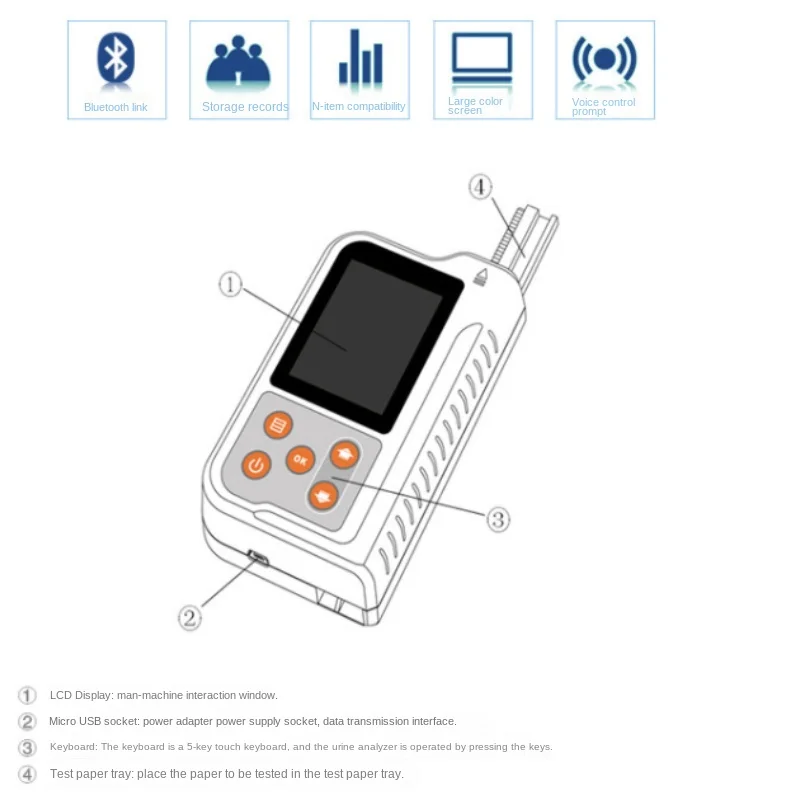 Free delivery of portable analyzer test strip, high-precision intelligent instrument, color screen, semi-automatic 2.4-inch