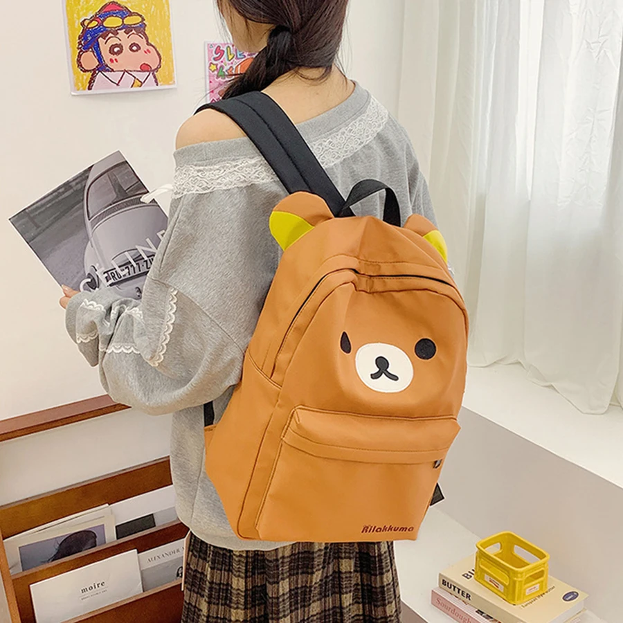 Kawaii Bear Rilakkumas Backpack Large Capacity Backpack Stylish Student School Bag Shoulder Bags Schoolbag Gift 1