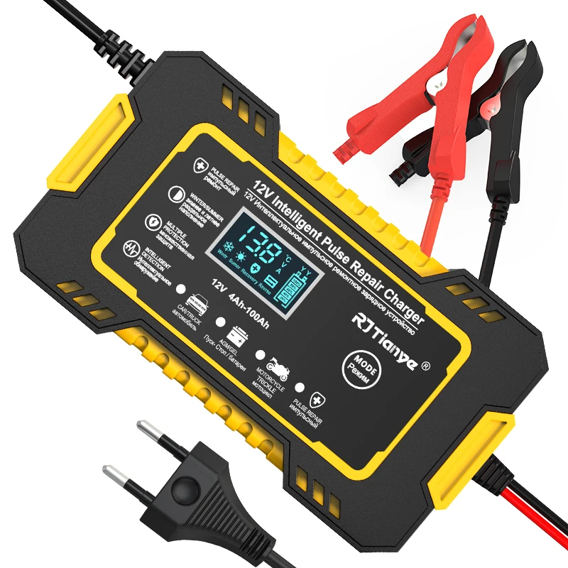 Eu-stecker Autobatterieladegerät 12v 6a Pulsreparatur Lcd-display Smart Fast  Charge Agm Deep Cycle Gel Blei-säure-ladegerät Auto Motorrad Suv Zubehör, Besten Täglichen Angebote Heute