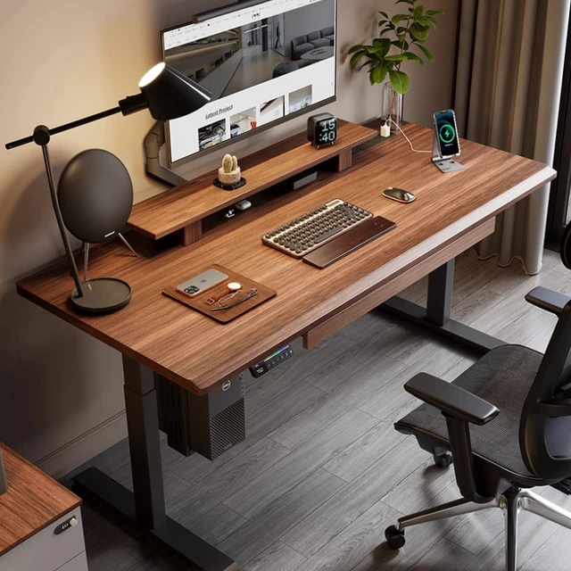 Modern Wooden Office Desk Electric Elevating Removable Storage Office Desk Organiser Aesthetic Ufficio Postmodern Furniture