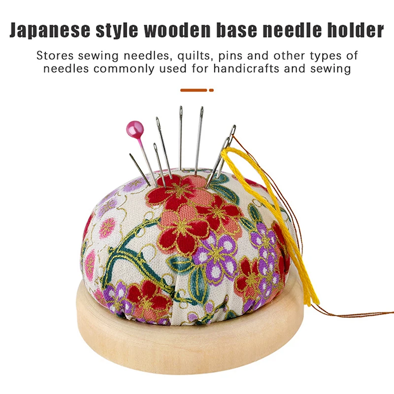 반원형 디자인의 구식 자수 핀 패드, DIY 바느질 예술 공예용 나무 받침대