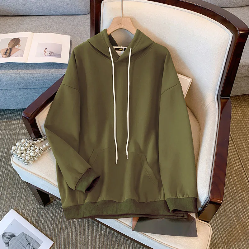 Plus Size Women\'s Bust 160 Autumn Winter Hooded Nine Color Sweatshirt Loose Long Sleeve Top Lare Size 6XL 7XL 8XL 9XL 150Kg