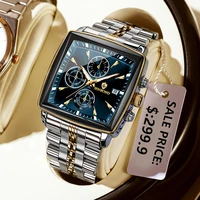2025 New Luxury Square Sport Man Wristwatch Waterproof Luminous Chronograph Quartz Men's Watches Stainless Steel Men Watch Reloj 1