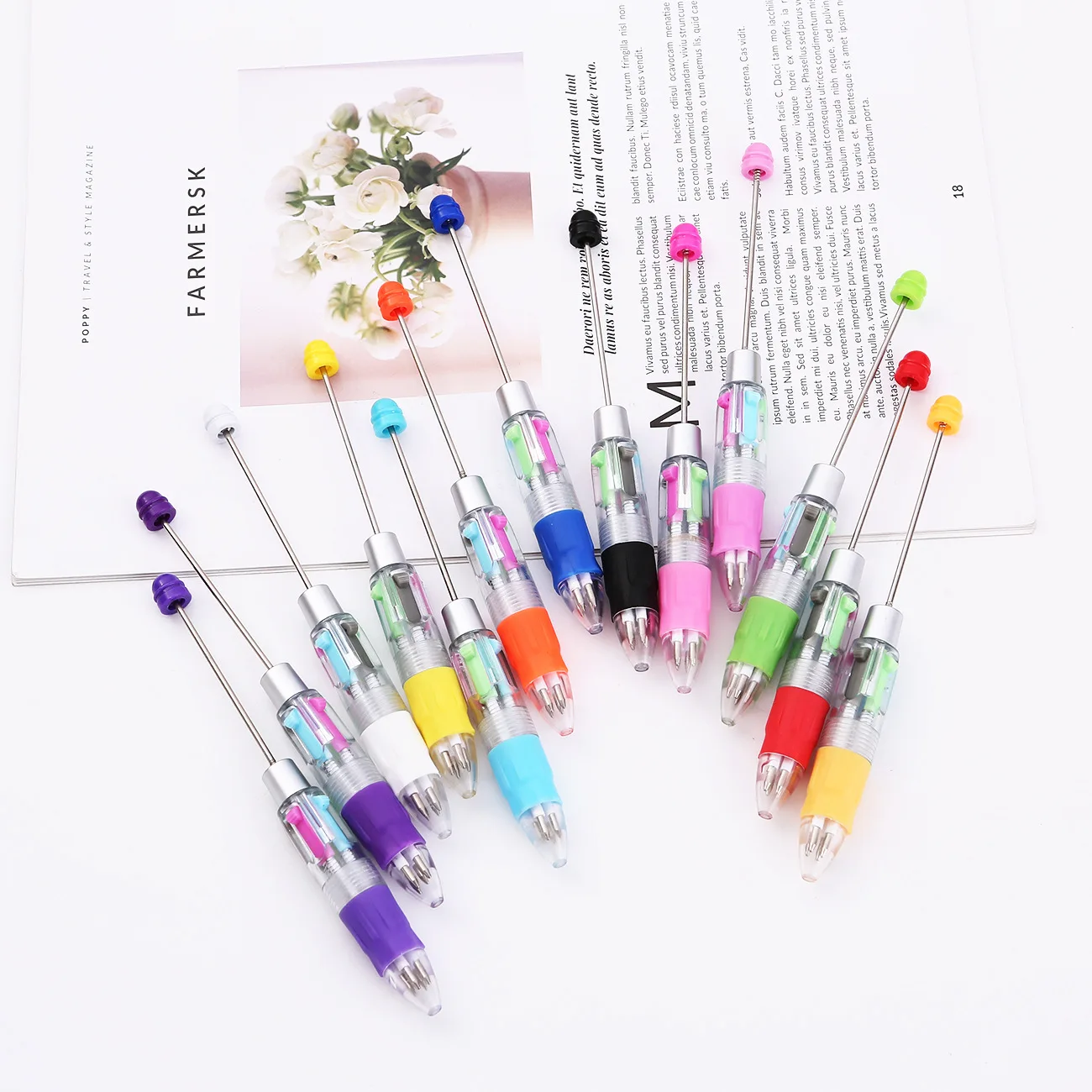 

13PCS Four Colour Refills Beaded Pens for Beadable Ballpoint Pen for Student Gift School Office Supplies Luxury Signature Pen