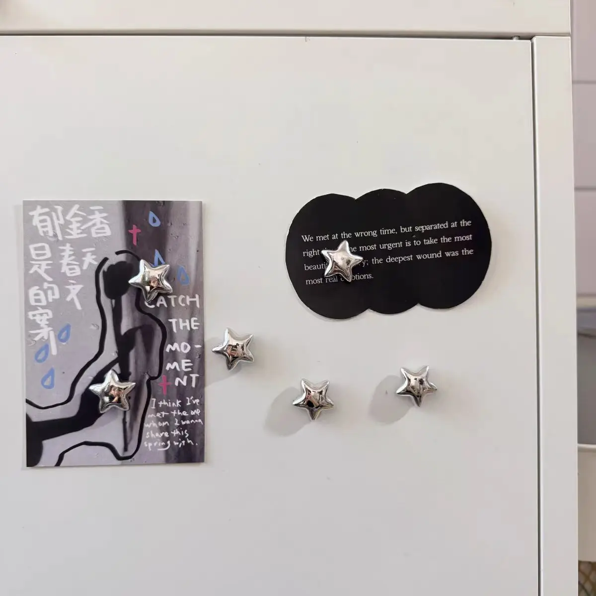 Fridge magnet silver stars magnetic nail photo wall mounting magnetic sticker